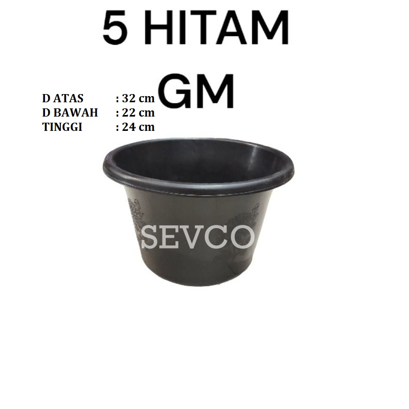 Pot Bunga No. 5 Hitam GM