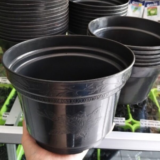 [Consu:02548] Pot Bunga 25Cm Hitam Lembayung